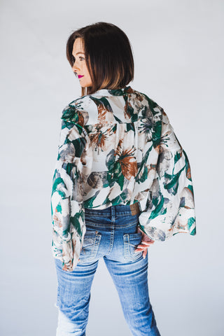 The Floral Statement Blouse - Green