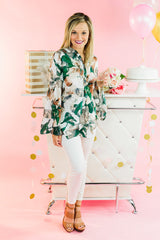 The Floral Statement Blouse - Green