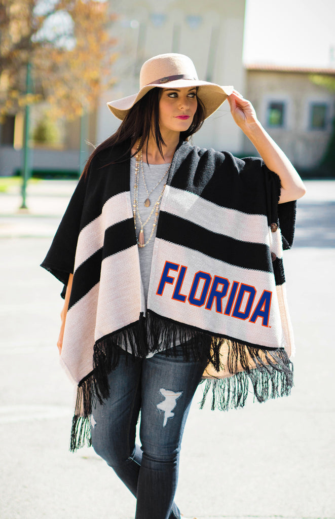 Florida Stripe Fringe Poncho