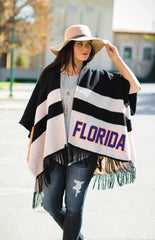 Florida Stripe Fringe Poncho