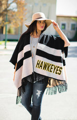 Iowa Stripe Fringe Poncho