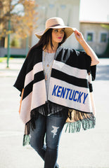 Kentucky Stripe Fringe Poncho