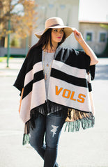 Tennessee Stripe Fringe Poncho