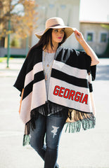 Georgia Stripe Fringe Poncho