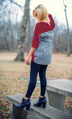 Gingham Back Tunic Top in Garnet