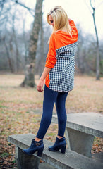 Gingham Back Tunic Top in Orange