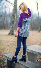 Gingham Back Tunic Top in Purple