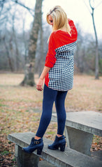 Gingham Back Tunic Top in Red