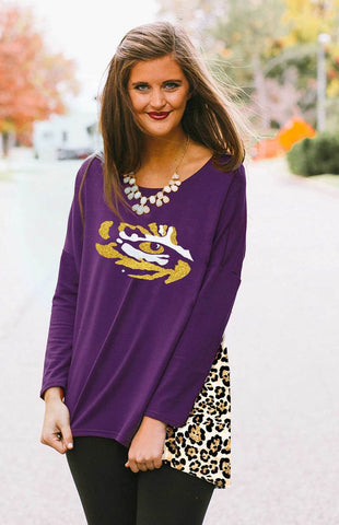 Louisiana State Leopard Back Tunic Top