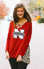 Nebraska Leopard Back Tunic Top
