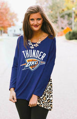 OKC Thunder Leopard Back Tunic Top