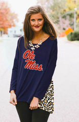 Ole Miss Leopard Back Tunic Top