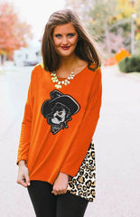 Oklahoma State Leopard Back Tunic Top