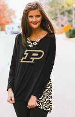 Purdue Leopard Back Tunic Top