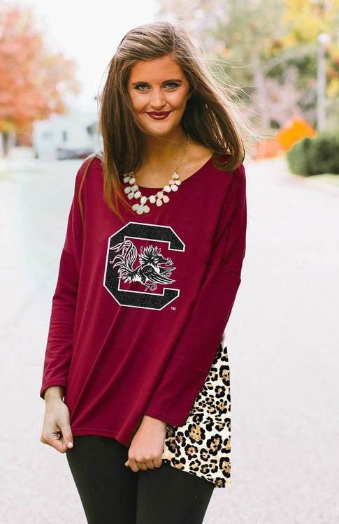 South Carolina Leopard Back Tunic Top