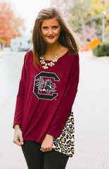 South Carolina Leopard Back Tunic Top
