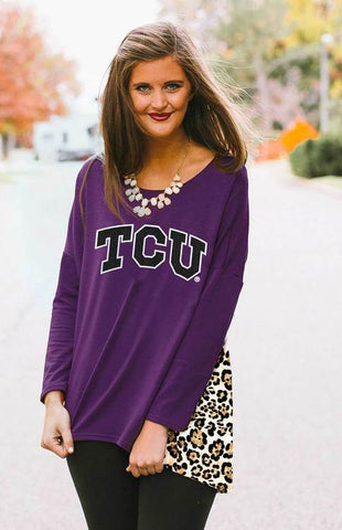 TCU Leopard Back Tunic Top