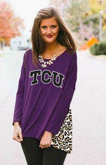 TCU Leopard Back Tunic Top