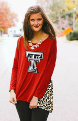 Texas Tech Leopard Back Tunic Top