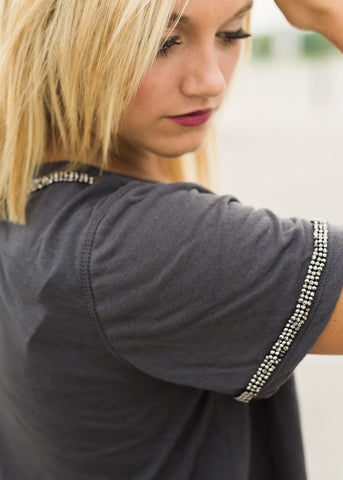Hematite Trim Tee in Grey