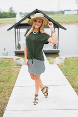 Knot So Basic Cuff Tee in Dark Green