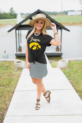 Iowa Hawkeyes Knot So Basic Cuff Tee