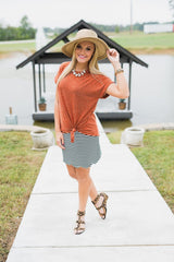 Knot So Basic Cuff Tee  in Orange