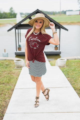 South Carolina Gamecocks Knot So Basic Cuff Tee