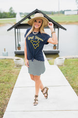 West Virginia Mountaineers Knot So Basic Cuff Tee