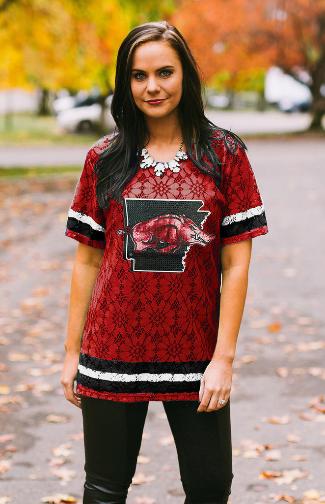 Arkansas "Lace to the Finish" Lace Jersey