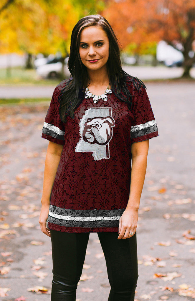 Mississippi State "Lace to the Finish" Lace Jersey