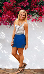 Laser Cut Shorts  in Royal