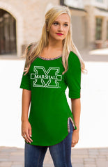 Marshall "On with the Show" Scoop Neck Beaded Trim Tee