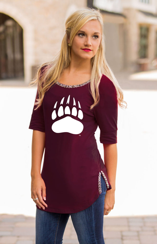 Montana "On with the Show" Scoop Neck Beaded Trim Tee