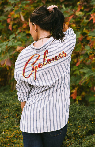 Iowa State Cyclones "I'll Be Back" Oversized Boyfriend Button Up