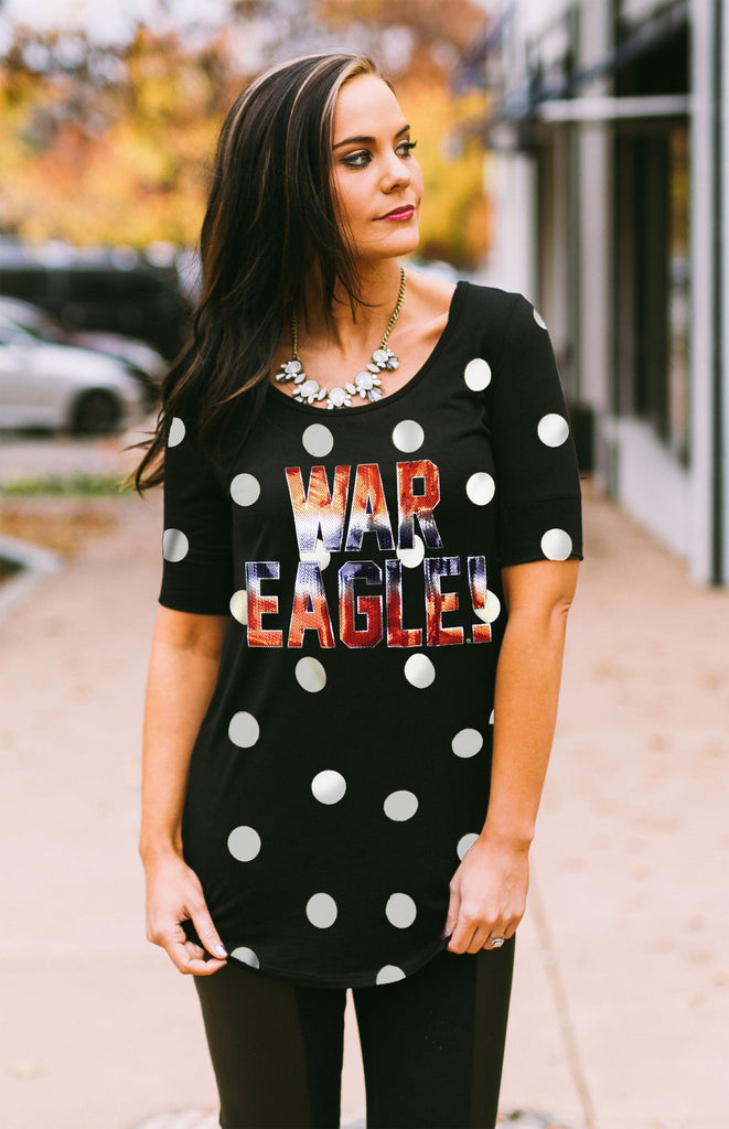 Auburn Polka Dot Half Sleeve Tee