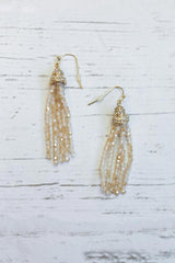 The Beaded Tassel Drop Chandeliers- Gold/Nude