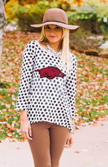 Arkansas "Style Spotted" Polka Dot Sweater