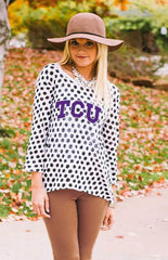 TCU "Style Spotted" Polka Dot Sweater