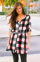 Oklahoma "Just Checkin" Plaid and Leopard Belted Dress