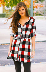 Texas Tech "Just Checkin" Plaid and Leopard Belted Dress