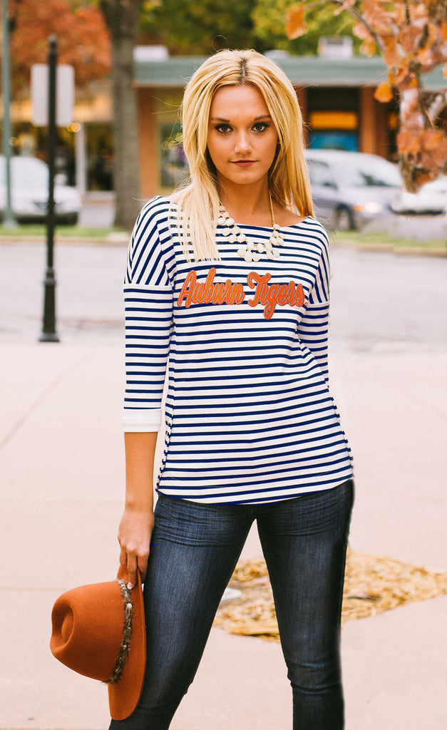 Auburn "Show Your Stripes" Side Button Top