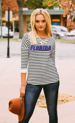 Florida "Show Your Stripes" Side Button Top