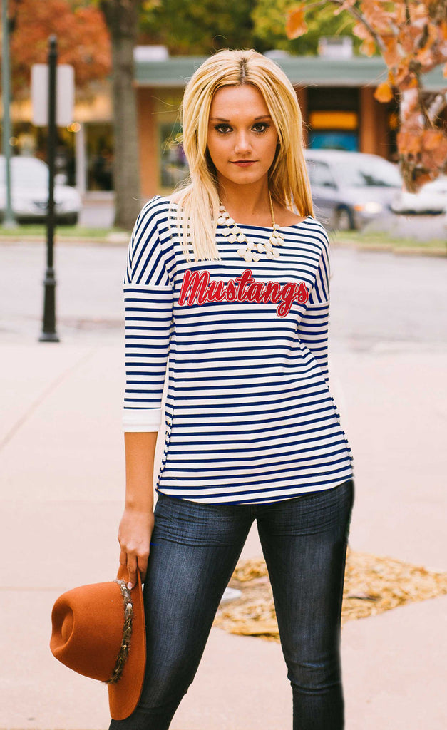 SMU "Show Your Stripes" Side Button Top