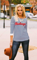 SMU "Show Your Stripes" Side Button Top