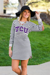 TCU "Take it Easy" Stripe French Terry Tunic
