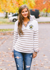 Wichita State Quarterzip Lurex Striped Sweater