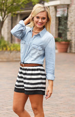 Black and White Stripe Shorts