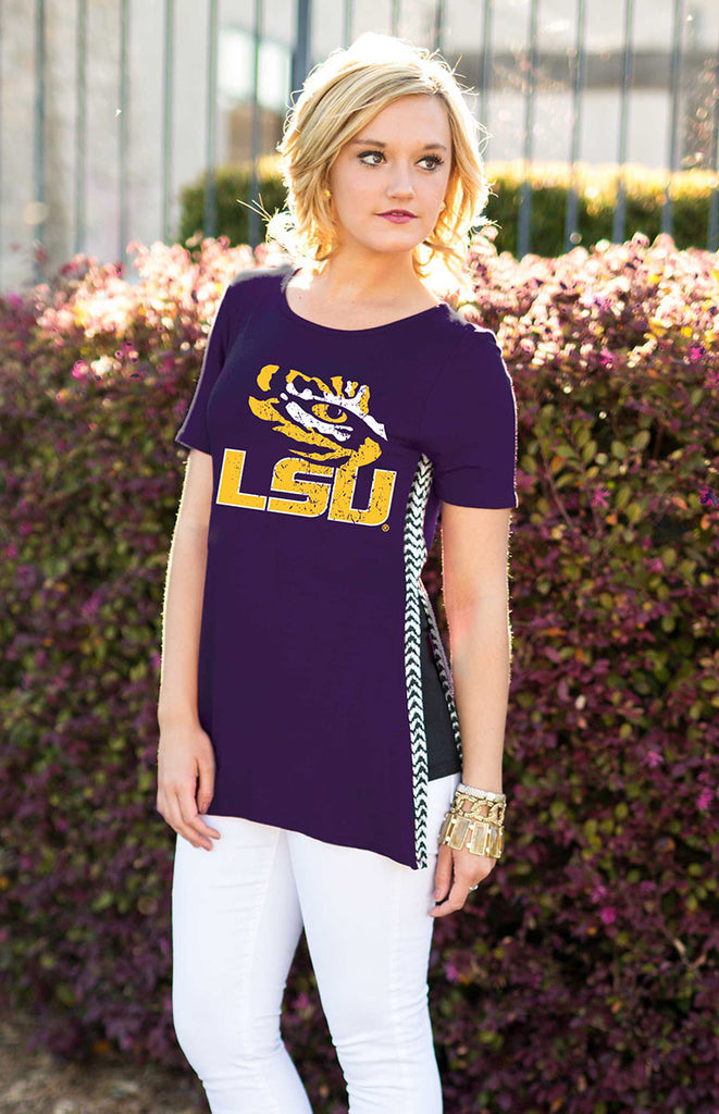 LSU Tigers Herringbone Side Split Tee