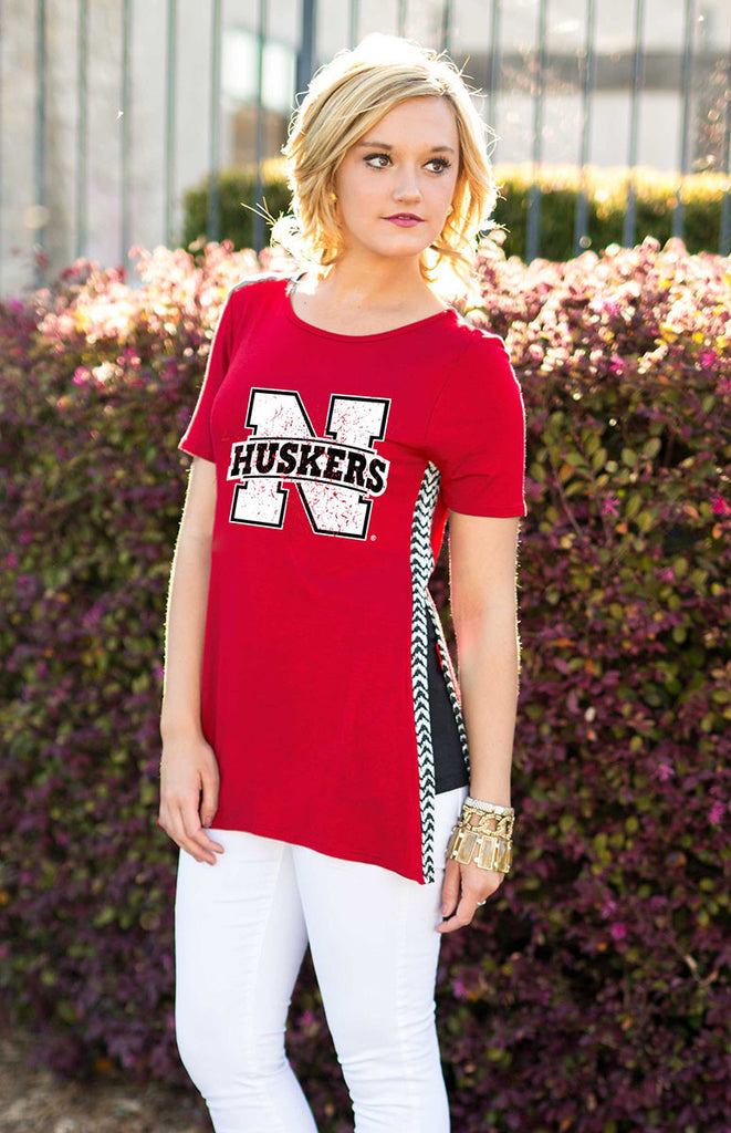 Nebraska Cornhuskers Herringbone Side Split Tee